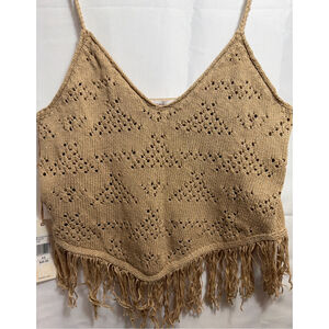 Shyanne Crochet Fringe Crop Top Tank XS Rodeo Western Cowgirl Festival Country